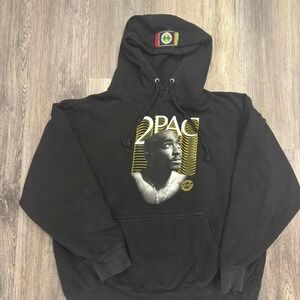 Y2K Cross Colours Tupac Shakur Hoodie Sweatshirt Men's Black XL